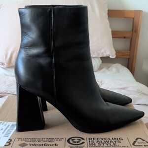 Marc Fisher Black Leather Ankle Boots